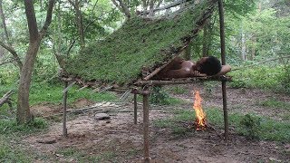 Primitive Technology Build Bed Shed [upl. by Kironde145]