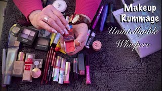 ASMR RequestMakeup rummage Unintelligible whispers Heavy plastic makeup bag [upl. by Hepza]