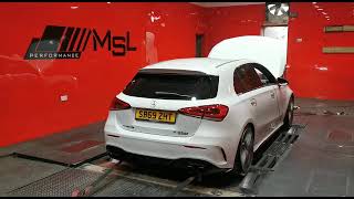 Mercedes A45s stock dyno runs at MSL Performance [upl. by Yearwood]