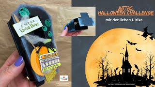 Stampin’Up Kleiner Sarg mit Fenster für Süßigkeiten oder… 3 Gast Ulrike Juttas Halloween Challenge [upl. by Oniskey]