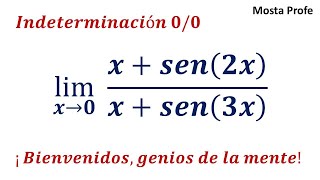 Cómo resolver Lim x  sen3x  x  sen2x usando límites notables  Indeterminación 00 [upl. by Sager]