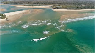 Aerial Drone footage of the Noosa Bar Crossing Monday morning July 29 2019 [upl. by Sandell]