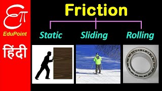 FRICTION  STATIC SLIDING or KINETIC and ROLLING  Explained in HINDI [upl. by Godber]