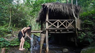 Full 7 Day Building complete and warm survival shelter  Bushcraft Suvival In the Rain Forest  ASMR [upl. by Ativad]