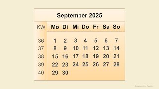 Kalender September 2025 [upl. by Annnora660]