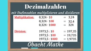 Dezimalzahlen mit Stufenzahlen multipizieren und dividieren  einfach erklärt  ObachtMathe [upl. by Mable]