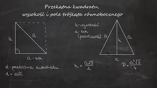 Przekątna kwadratu wysokość i pole trójkąta równobocznego  dużo przykładów [upl. by Emile419]