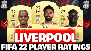 FIFA 22  LIVERPOOL PLAYER RATINGS PREDICTIONS FT SALAH VAN DIJK MANE ETC FIFA 22 RATINGS [upl. by Oicam]