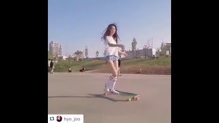 VIRAL Korean ASIAN LONGBOARDING GIRL Hyo Joo Music by KERO ONE [upl. by Cyn230]