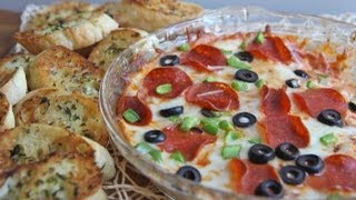 Hot Pizza Dip Recipe w Toasted Garlic Baguettes [upl. by Ailerua]