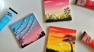 3 Paintings for beginners  3 mini canvas paintings  aesthetic paintings [upl. by Vargas]