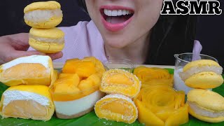 ASMR YELLOW DESSERT MOCHI  CREPE CAKE  MACARON  CAKE EATING SOUNDS NO TALKING  SASASMR [upl. by Lareine26]