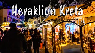 Heraklion Crete walking tour 4k nightlife vlog Greece 2024 [upl. by Ettevi]