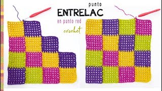 Entrelac en punto red para colchas de bebé tejido a crochet Tejiendo Perú [upl. by Rella]