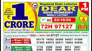 🔴LIVE Nagaland Lottery Result Today 1PM 23102024 Dear Indus Wednesday [upl. by Ticknor151]