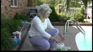 Removing Algae From a Swimming Pool  Treating Swimming Pool With Algaecide [upl. by Michail880]