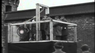 A Nazi war criminal is brought to scaffold for execution by method of hanging in HD Stock Footage [upl. by Eahsan517]