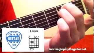 How To Play E Minor amp C Major Chords  Learning To Play The Guitar [upl. by Wadleigh311]