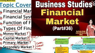 Financial Market  Capital Market  Money Market  Business Studies  Class 12  BBA  BCom  MBA [upl. by Erimahs976]