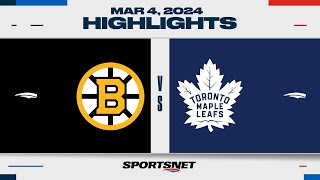 NHL Highlights  Bruins vs Maple Leafs  March 4 2024 [upl. by Forsyth307]