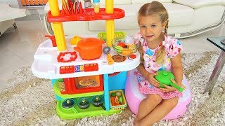 Roma and Diana Pretend Play Cooking Food Toys with Kitchen Play Set [upl. by Elisha815]