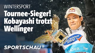 Vierschanzentournee Kobayashi Gesamtsieger vor Wellinger l Sportschau [upl. by Ellertal]