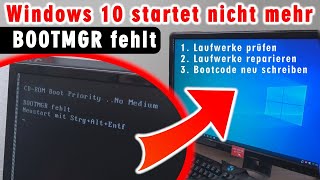 Windows 10 startet nicht ▪ BOOTMGR fehlt ⭐ Bootcode Bootsektor reparieren [upl. by Noellyn]