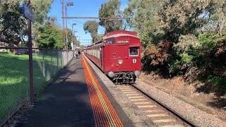 Steamrail VR Tait Red Rattler Departing Alamein Station  RVB 3 Chime HORN SHOW [upl. by Fording]