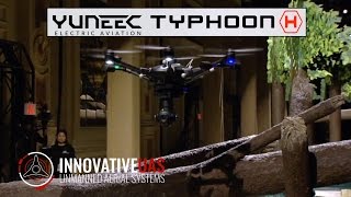 Yuneec Typhoon H Avoids Falling Tree  Unveiled at CES 2016 by Intel [upl. by Enoved]