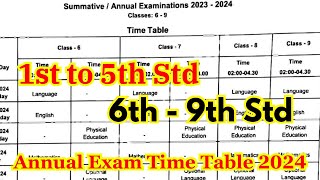 6th to 9th annual exam time table 2024 tamil nadu  6th 7th 8th 9th Annual Exam Timetable 2024 [upl. by Adnoloy]