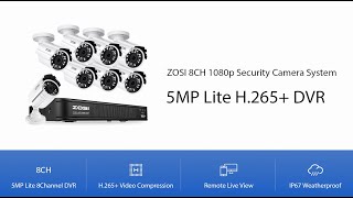 ZOSI 8CH 1080p Security Camera System  5MP Lite H265 DVR [upl. by Will129]