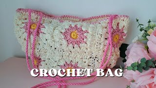 CROCHET GRANNY SQUARE SHOPPING TOTE BAGPURSE  How To Crochet DIY Bag amp Free Written Pattern [upl. by Wendalyn]