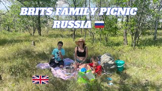 English Family Wild Strawberry Picking in The Russian Forest  With a picnic for lunch [upl. by Ardnekal]