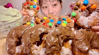 ASMR Crispy Chocolate Donut【Mukbang Eating Sounds】【English subtitles】 [upl. by Euqor]