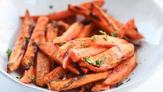 Crispy Air Fryer Sweet Potato Fries Recipe [upl. by Enelrak]