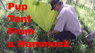 Basic Hammock to Pup Tent Conversion  How To  Use Multipurpose Poncho [upl. by Oloapnaig]