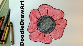 How To Draw an Easy Poppy For Kids Video Drawing Tutorial  Remembrance Day Veterans Day [upl. by Naimad94]