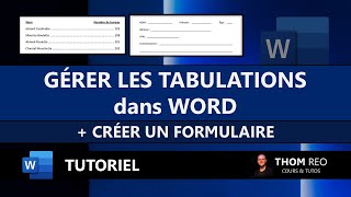 Utiliser les TABULATIONS dans WORD  Créer un formulaire Formation Office 365 [upl. by Parrnell178]