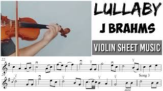 Free Sheet  Lullaby  J Brahms  Violin Sheet Music [upl. by Spearing]