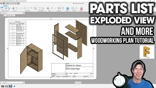 CABINET Exploded View Open Door View and Material Cut List Fusion 360 Woodworking Tutorial [upl. by Barta]