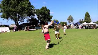 GLADIATOR FIGHT  Retiarius vs Thraex at Tauranga Timetravellers Faire 2019 [upl. by Refinnaej]