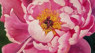 Floral Acrylic Painting Tutorial PEONY Blossom Flower LIVE [upl. by Cannice]