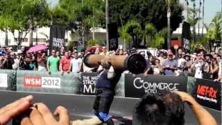 Zydrunas Savickas 485Lb Shoulder Press World Record with a log at WSM in California 2012 [upl. by Hctim]