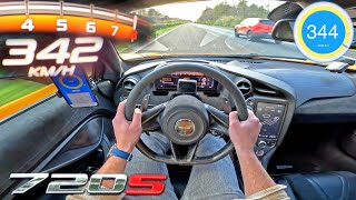 McLaren 720S INSANE 344kmh on AUTOBAHN NO SPEED LIMIT [upl. by Demah69]