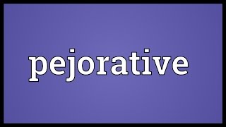 Pejorative Meaning [upl. by Coheman]