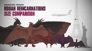 RODAN Incarnations  ANIMATED TITANS SIZE COMPARISON  Evolution of Rodan [upl. by Neffets314]