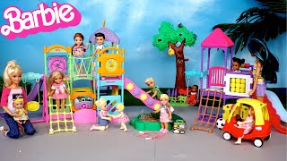 Barbie Family Toddler Dolls Playground Fun amp Night Routine [upl. by Esiuqram99]