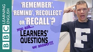 ❓Remember remind recollect and recall  English Learners Questions [upl. by Ayotna]