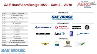 Apresentação Sala Virtual 3 231022  24ª Competição SAE BRASIL AeroDesign [upl. by Adeehsar]