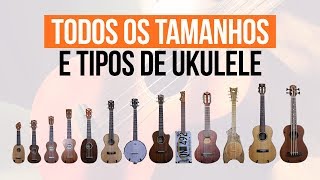 Todos os tamanhos e tipos de ukulele soprano concert tenor etc [upl. by Sascha]